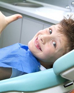 A child at their dental appointment.